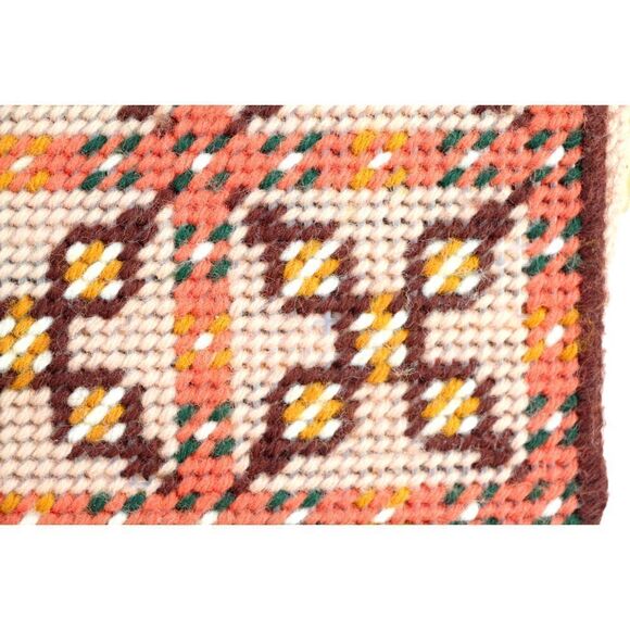 HANDMADE EMBROIDERED MULTICOLOR TAPESTRY WOOD HANDLE FLAP POCKETBOOK HANDBAG - Picture 5 of 14